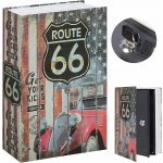 KOVOVÁ KAZETA KNIHA TREZOR NA PENÍZE SCHRÁNKA VELKÁ ÚLOŽNÝ PROSTOR ROUTE 66 – Zboží Dáma