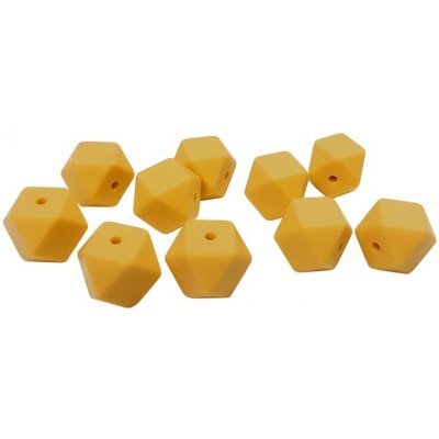 Natana hranaté silikonové korálky hořčicově žluté 14 mm 10 ks – Sleviste.cz