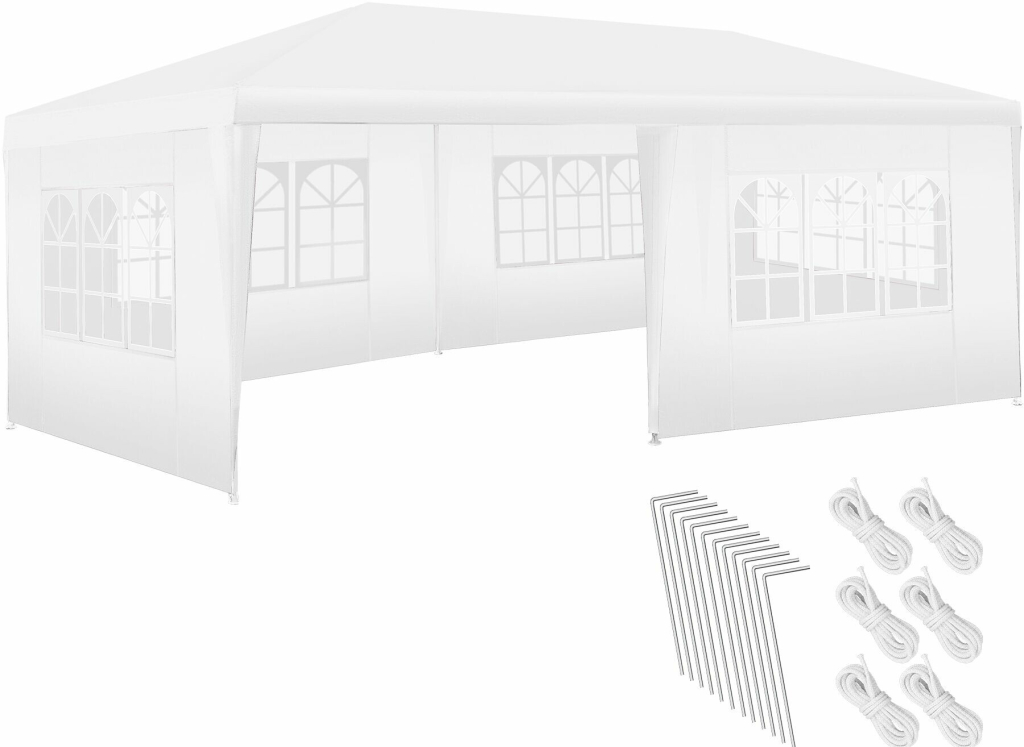 tectake 405967 pavilon novara s 5 bočními částmi, vodotěsný, 6x3m bílá