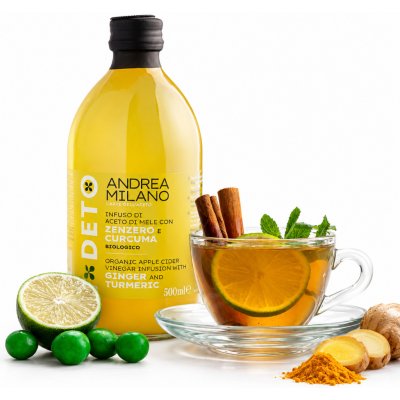 Acetificio Andrea Milano DETOX Bio jablečný ocet se zázvorem a kurkumou 500 ml – Sleviste.cz