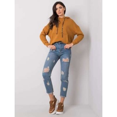 Fashionhunters Steffi RUE PARIS roztrhané mom jeans modré