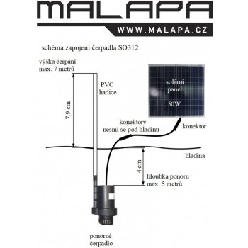 Malapa SO312 50W solární systém s čerpadlem
