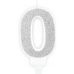PartyDeco Narozeninová svíčka 0 stříbrná 7 cm – Sleviste.cz