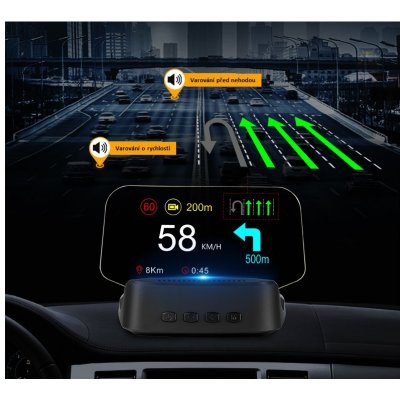 HEAD UP DISPLEJ 4" / TFT LCD, OBDII + GPS + navigační, reflexní deska | Zboží Auto