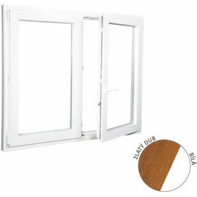 ALUPLAST Plastové okno dvoukřídlé zlatý dub/bílé 170x120