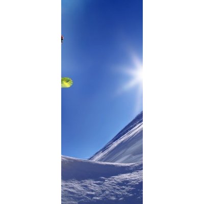WEBLUX 38537605 Samolepka na lednici fólie Snowboarder jumping against blue sky Snowboarder skákat proti modré obloze rozměry 80 x 200 cm