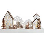 Solight LED vánoční vesnička 34x17cm dřevo 4 LED 2x AA – Zboží Dáma