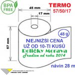 Termo kotouček 57/50/17 BPA 28m (57mm x 28m) Množství: 10 ks kotoučků ve fólii – Zboží Živě