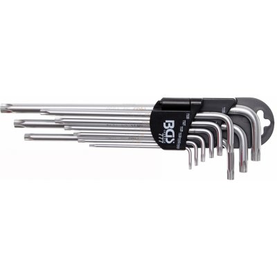 BGS technic BGS 100777 Zástrčné klíče TS-profil TS10 ÷ TS50 velmi dlouhé (pro Torx Plus), s vrtáním. Sada 9