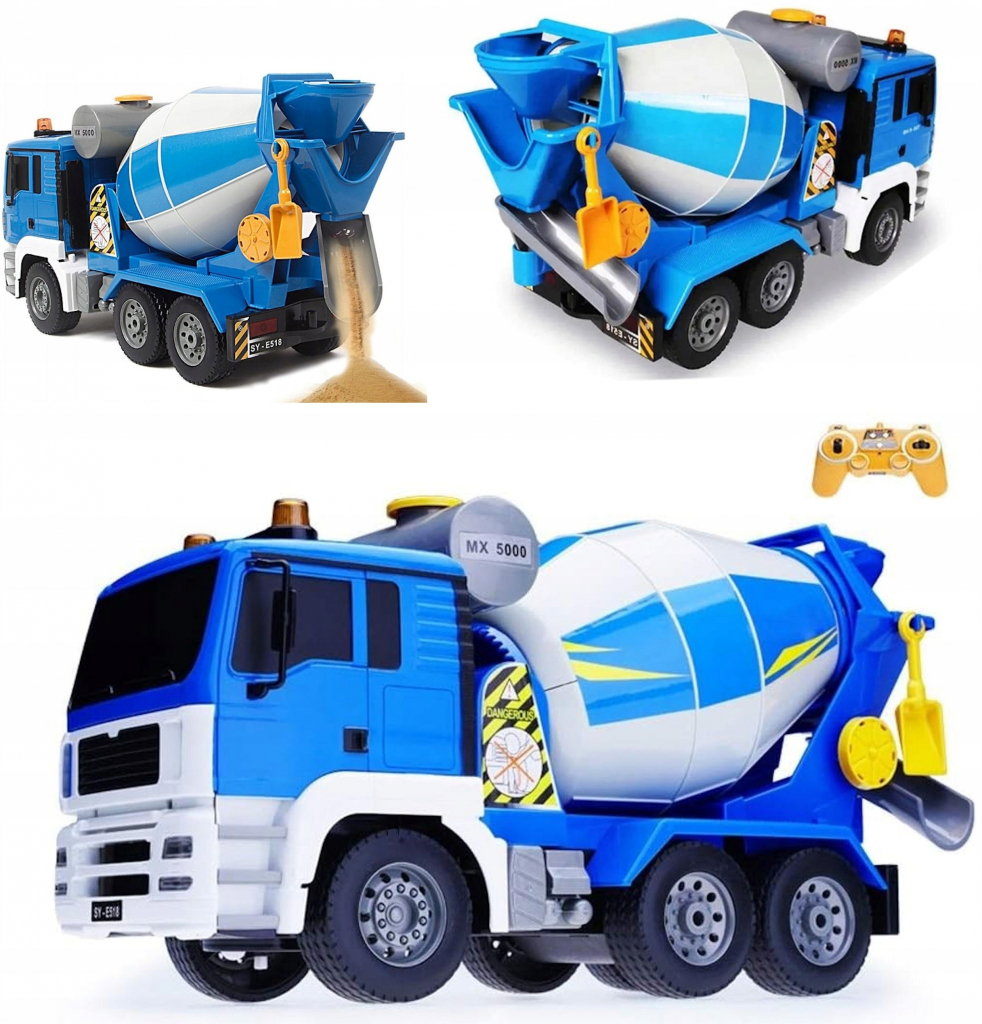 DOUBLE E MAN CONCRETE MIXER 4WD míchačka betonu zvukový modul LED funkční míchačka RTR 1:20