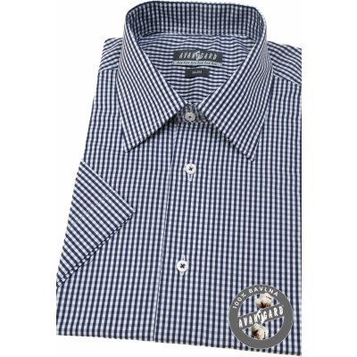 Avantgard pánská luxusní košile s krátkým rukávem s kostičkovaným vzorem slim fit modrá 913-394 – Zboží Mobilmania