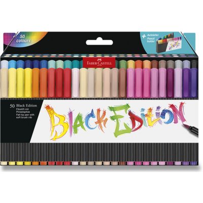 Faber-Castell Black Edition Brush fixy 50 barev stojánek 116454 – Zboží Mobilmania