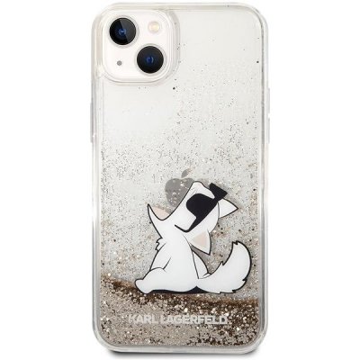 Pouzdro Karl Lagerfeld Liquid Glitter Choupette Eat iPhone 14 Plus zlaté – Zboží Mobilmania