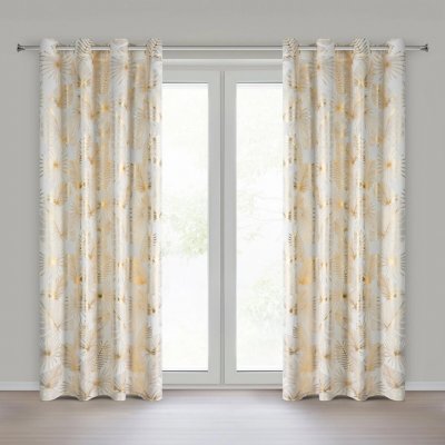 EUROFIRANY ZATEMŇOVACÍ ZÁVĚS NA KROUŽCÍCH ZARIA 140X250 CM LISTY – Hledejceny.cz