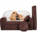 Fimex Dětská rozkládací pohovka + taburet Pejsci hnědá – Zboží Dáma