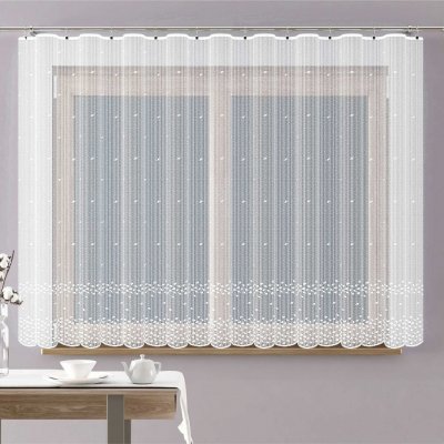 Forbyt Ventura žakárová MADISON, kostičky, s bordurou, bílá, výška 120cm (v metráži) – Sleviste.cz