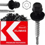 Samořezný střešní farmářský šroub KLIMAS 4,8 x 55 SW8 RAL 9005 Černý s podložkou EPDM (200 ks/bal) – Zboží Mobilmania