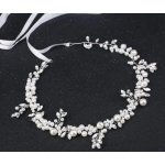 Naishide Jewelry Perlová čelenka do vlasů krystalovými lístky - stříbrná/bílá – Zboží Mobilmania
