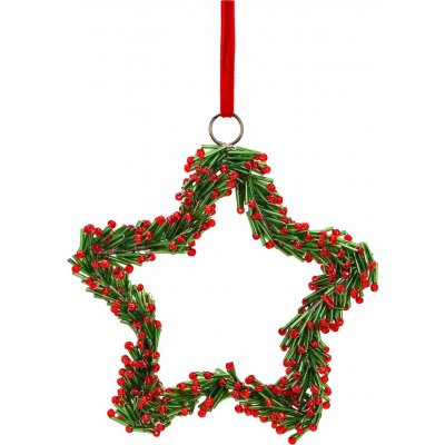 WURM Skleněný vánoční věnec 14 cm zeleno-červená hvězda – Hledejceny.cz
