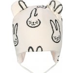 Bexa Bexa Zimní čepice na zavazování s kožešinou a oušky Zajíček ecru – Sleviste.cz