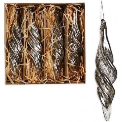 J&M Home International LTD. Ornament sklo 4ks/14,5cm antik stříbrná – Hledejceny.cz