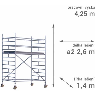 Lešení RUX MOBILO 1400 4,25 m 260 cm