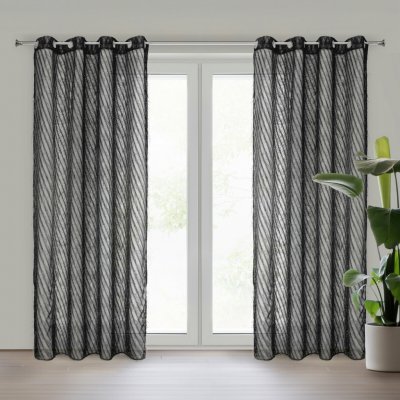 EUROFIRANY ZÁVĚS NA KROUŽCÍCH LAUREL 140X250 CM ČERNÁ – Hledejceny.cz