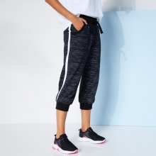 Blancheporte 3/4 jogging meltonové kalhoty s potiskem melíru černý melír/bílá