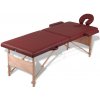 Masážní stůl a židle Vida XL 110076 skládací masážní stůl se 2 zónami a dřevěným rámem červený