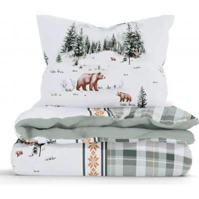 MKLuzkoviny.cz Vánoční bavlna povlečení Renforcé Medvědi v zimě 140x200 70x90 – Zboží Dáma