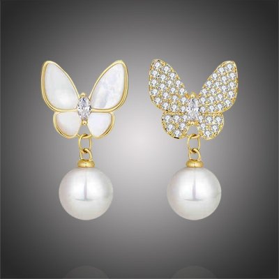Éternelle s perlou a zirkony Emanuela motýl E1336-ERS700 bílá