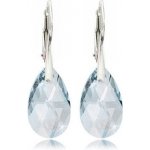 Swarovski Elements Pear krystal stříbrné visací modré slzičky kapky 31215.5 Blue Shade modrá křišťálová světlá šedo-béžová – Sleviste.cz