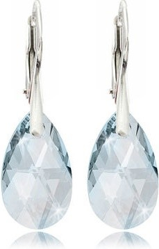 Swarovski Elements Pear krystal stříbrné visací modré slzičky kapky 31215.5 Blue Shade modrá křišťálová světlá šedo-béžová