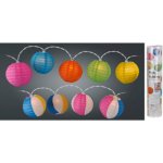 osvětlení LAMPIONY pr.10cm 10LED řetěz papír mix barev – Zboží Mobilmania