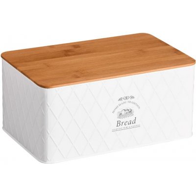 KESPER Chlebník s prkénkem, 28 × 18 × 13 cm, bílý – Zboží Dáma