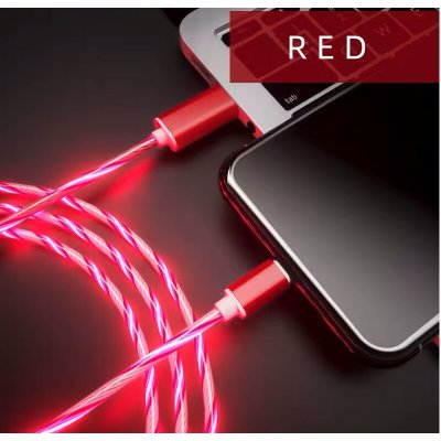 LED magnetický svítící nabíjecí kabel 2,1A pro Apple iPhone, USB-C, 1m Barva: Červená – Hledejceny.cz