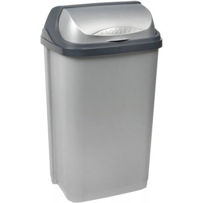 Rasmus koš odp. 50 l, stříbrný, zasouv.víko, plast – Zbozi.Blesk.cz