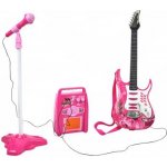 ISO rocková elektrická kytara zesilovač a mikrofon růžová – Zboží Mobilmania