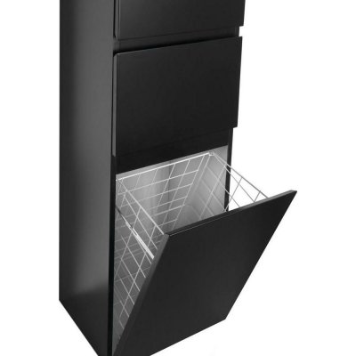 AQUALINE ALTAIR vysoká skříňka s košem 40x184x31cm, černá mat AI685 – Zboží Dáma