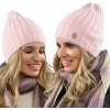 Čepice Fashionweek Dámská módní teplá čepice s alpaky prémiové kvality AL-AL Růžovy