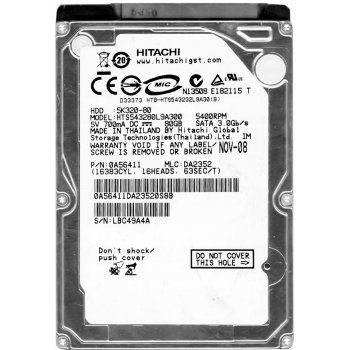 Hitachi 80GB SATA II 2,5", HTS543280L9A300