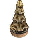 Zlatý dekorační skleněný stromek na dřevěném podstavci - Ø 13*24 cm - Clayre & Eef – Hledejceny.cz