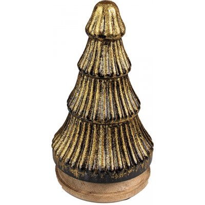 Zlatý dekorační skleněný stromek na dřevěném podstavci - Ø 13*24 cm - Clayre & Eef – Hledejceny.cz