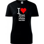 Černé dámské tričko I love West highland white teriér dárek pro pejskařku – Sleviste.cz