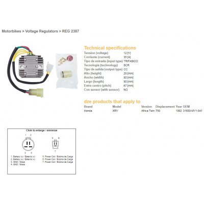 DZE regulátor napětí HONDA XRV 750 AFRICA TWIN 92 (31600-MV1-941) (35A) – Zboží Mobilmania