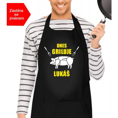 Kariban Grilovací zástěra s prasetem Dnes griluje Černá – Hledejceny.cz
