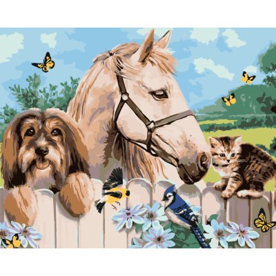 ZUTY Malování podle čísel PES KŮŇ A KOTĚ HOWARD ROBINSON 40 x 50 cm – Zboží Dáma