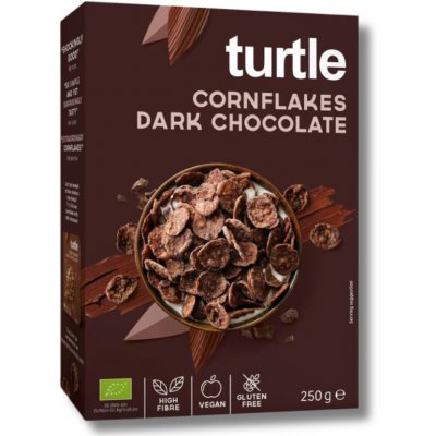 Turtle Bezlepkové čokoládové kukuřičné lupínky - tmavé, BIO, 250 g – Zboží Dáma