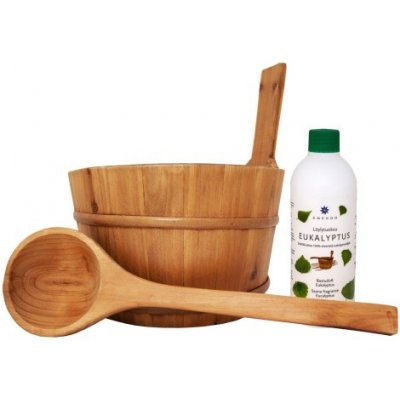 Sada saunové vědro a naběračka + Eukalyptus 500 ml – Zboží Dáma