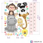 INSPIO Samolepky na zeď pro holčičky - Růžový dětský metr s veselými zvířatky (180 cm) – Hledejceny.cz